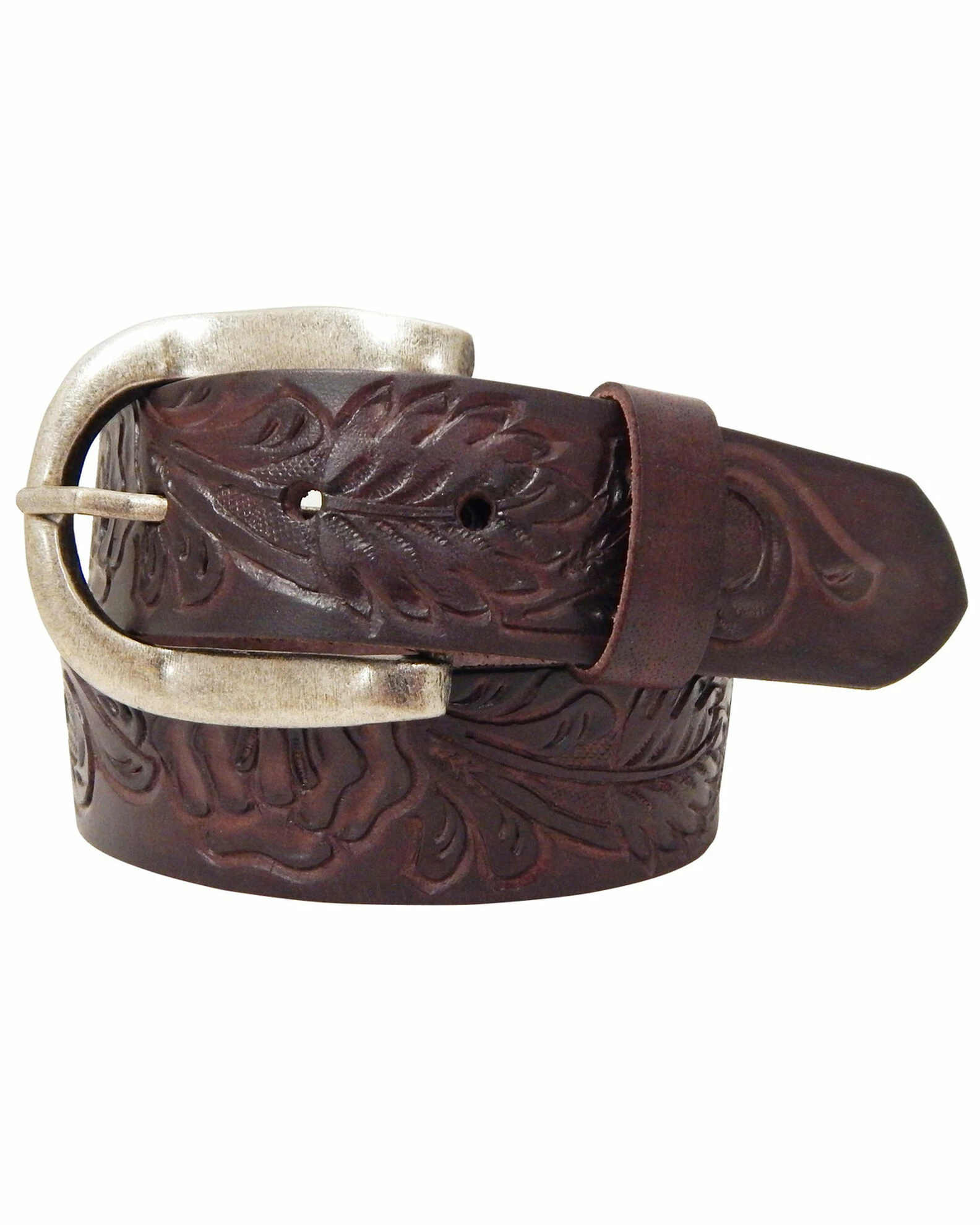 Roper Brown Women's Hand-tooled Leather Belt 3 Roper Brown Women's Hand-tooled Leather Belt