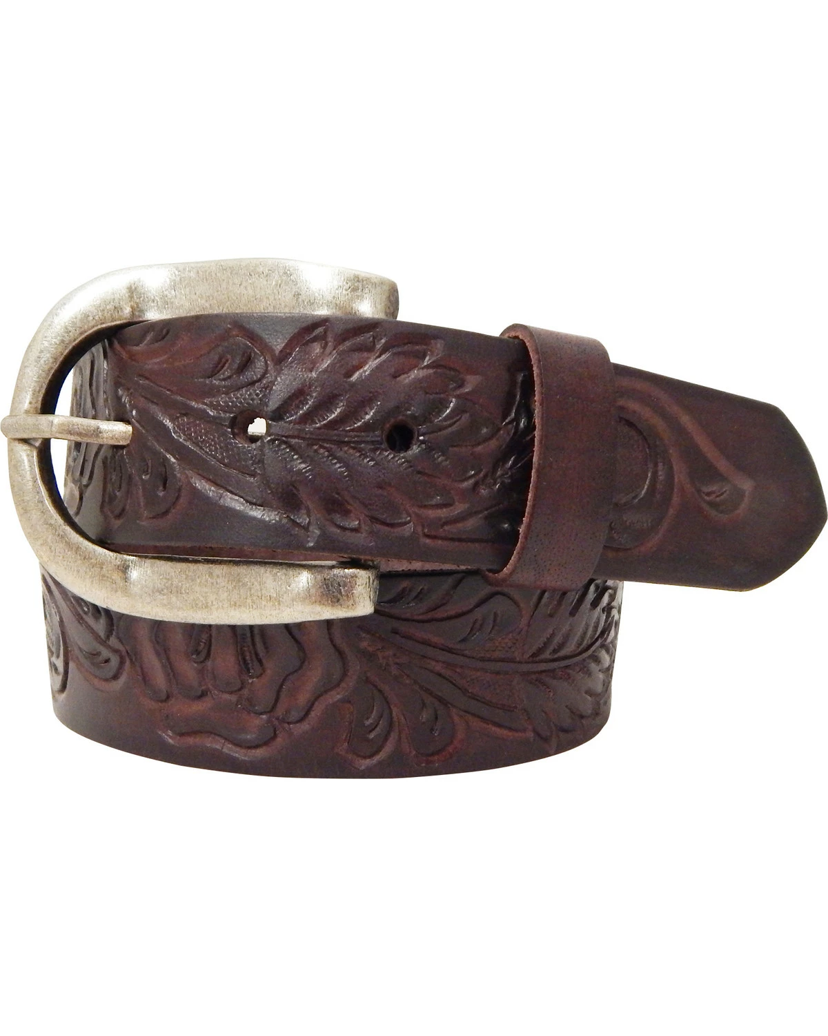 Roper Brown Women's Hand-tooled Leather Belt 5 Roper Brown Women's Hand-tooled Leather Belt - Image 3