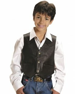 Roper Kids' Lambskin Leather Vest - 7-14 For Boys' Black -Roper Shop 266621 41 P1