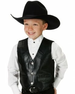 Roper Kids' Lambskin Leather Vest - 7-14 For Boys' Black -Roper Shop 266621 89 P1 1