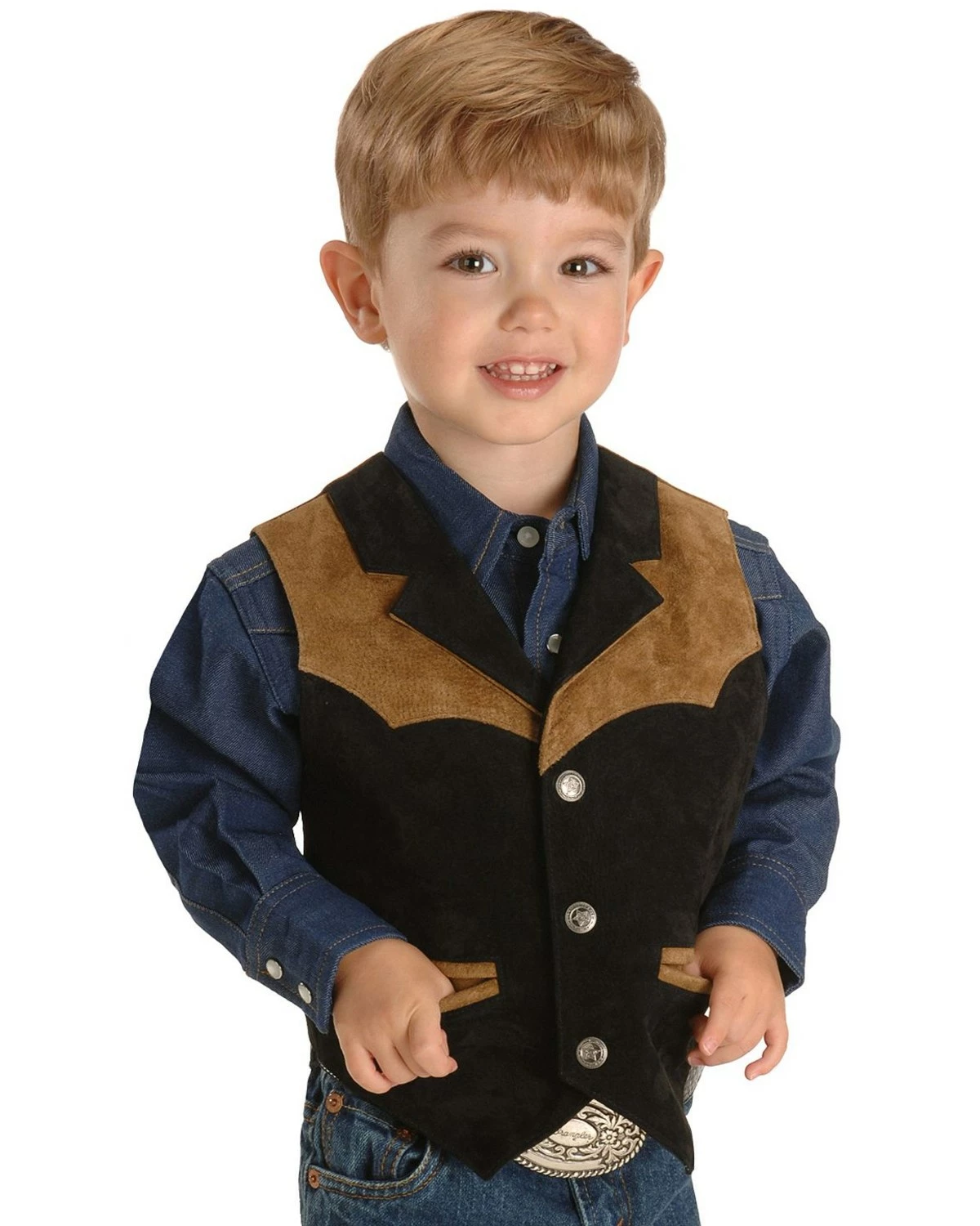 Roper Boys' Western Suede Vest - 7-12 Black 5 Roper Boys' Western Suede Vest - 7-12 Black - Image 3