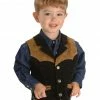 Roper Boys' Western Suede Vest - 7-12 Black