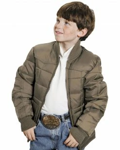 Roper Boys' Range Gear Quilted Nylon Jacket Khaki