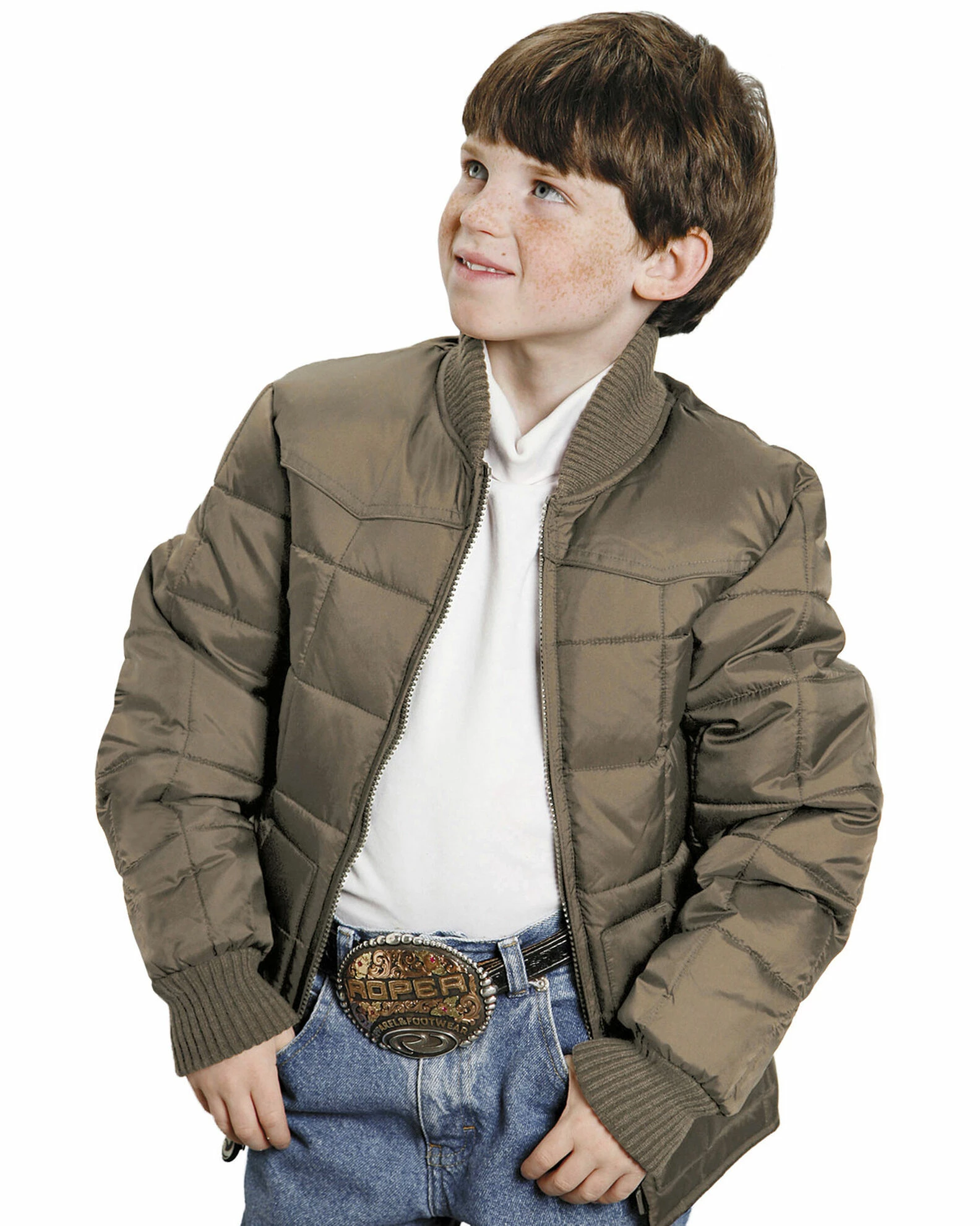 Roper Boys' Range Gear Quilted Nylon Jacket Khaki 3 Roper Boys' Range Gear Quilted Nylon Jacket Khaki