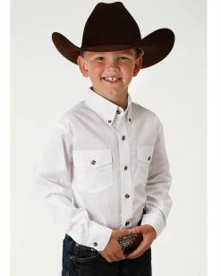Roper Boy's Long Sleeve Poplin Western Shirt For Boys' Red