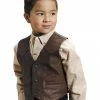 Roper Boys' Western Nappa Leather Vest Brown