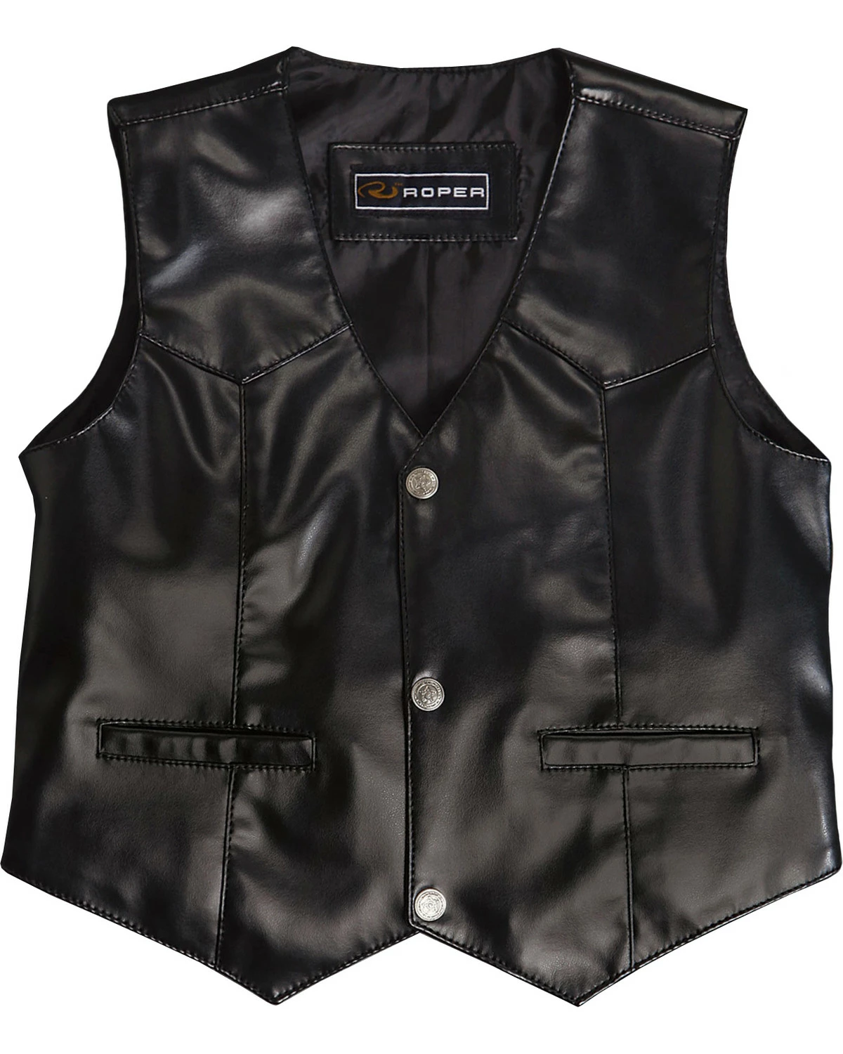 Roper Boys' Faux Black Suede Basic Vest 3 Roper Boys' Faux Black Suede Basic Vest - Image 2