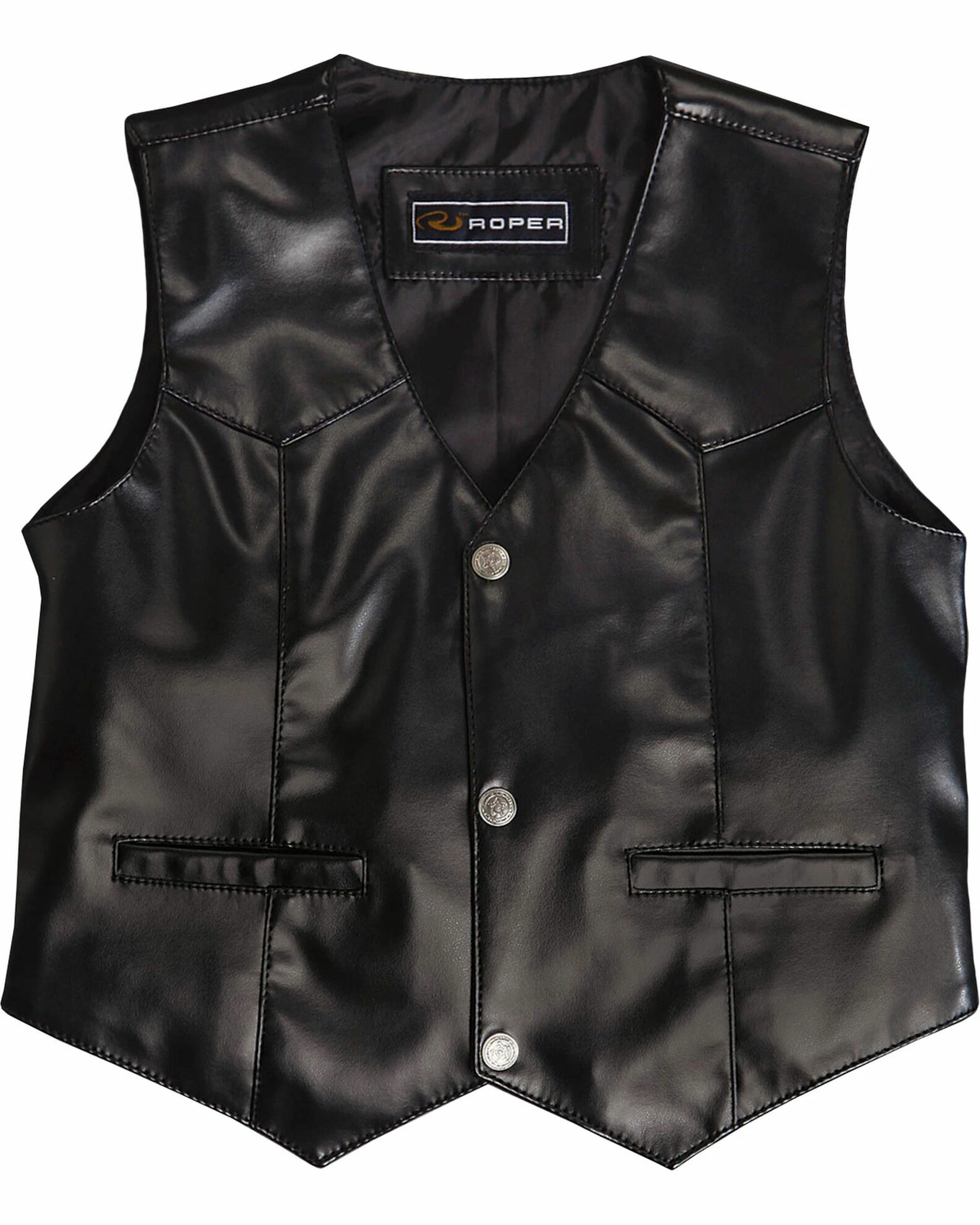 Roper Boys' Faux Black Suede Basic Vest 2 Roper Boys' Faux Black Suede Basic Vest