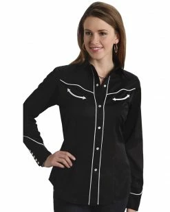 Roper Women's Americana Longhorn Western Shirt Black -Roper Shop 658H97 89 P1 1