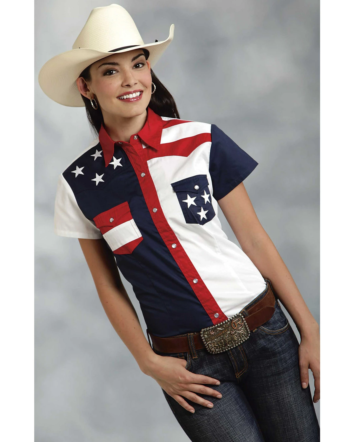 Roper Women's American Flag Short Sleeve Western Shirt Patriotic 6 Roper Women's American Flag Short Sleeve Western Shirt Patriotic - Image 4