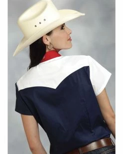 Roper Women's American Flag Short Sleeve Western Shirt Patriotic 8 Roper Women's American Flag Short Sleeve Western Shirt Patriotic -Roper Shop 658J11 U9 P2