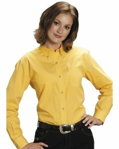 Roper Women's Amarillo Button Down Poplin Long Sleeve Western Shirt Khaki -Roper Shop 658J17 10 P1